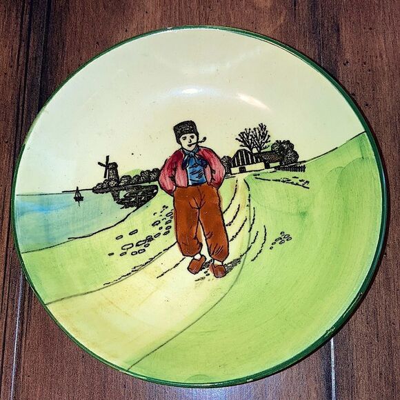 Early 1900s Vintage German Zell Baden Man Walking Waterside Scene Small Dish - Picture 1 of 3